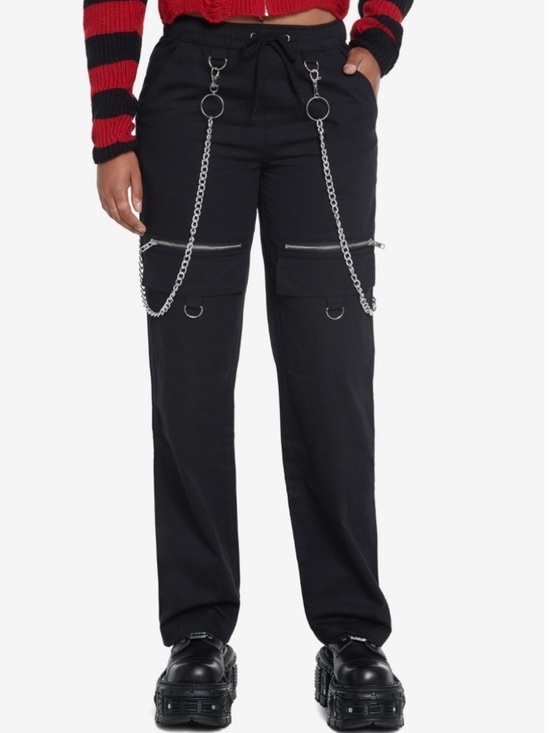 Hot Topic Pants - Black Side Chain Zipper Carpenter Pants
